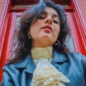 Vintage 60’s Cream Silky Victorian Style High Neck